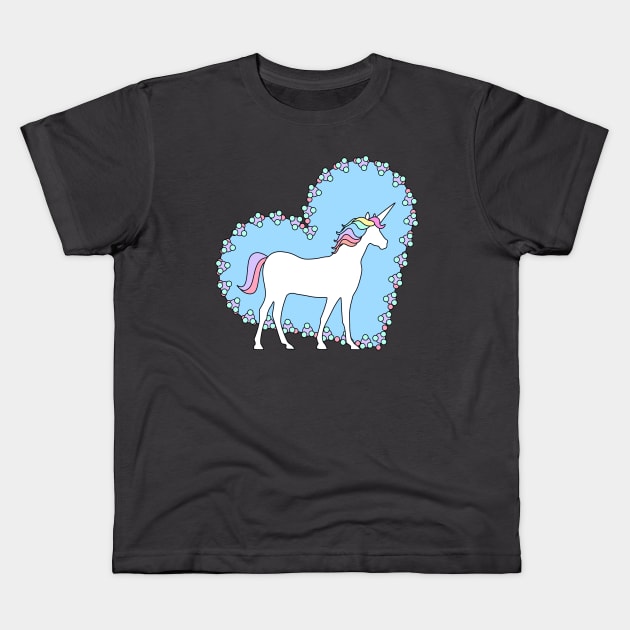 Unicorn Heart Kids T-Shirt by albaley